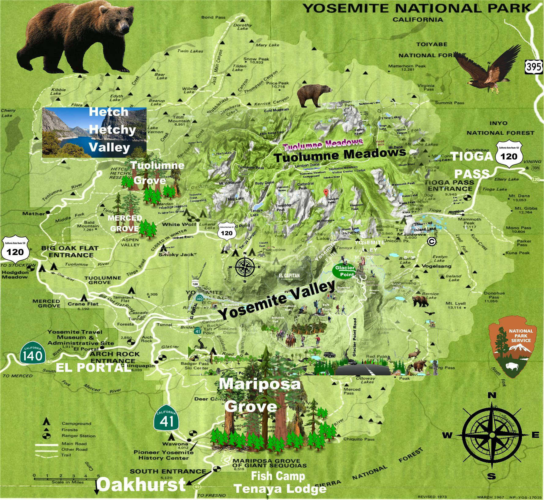 Map of Yosemite National Park Maps
