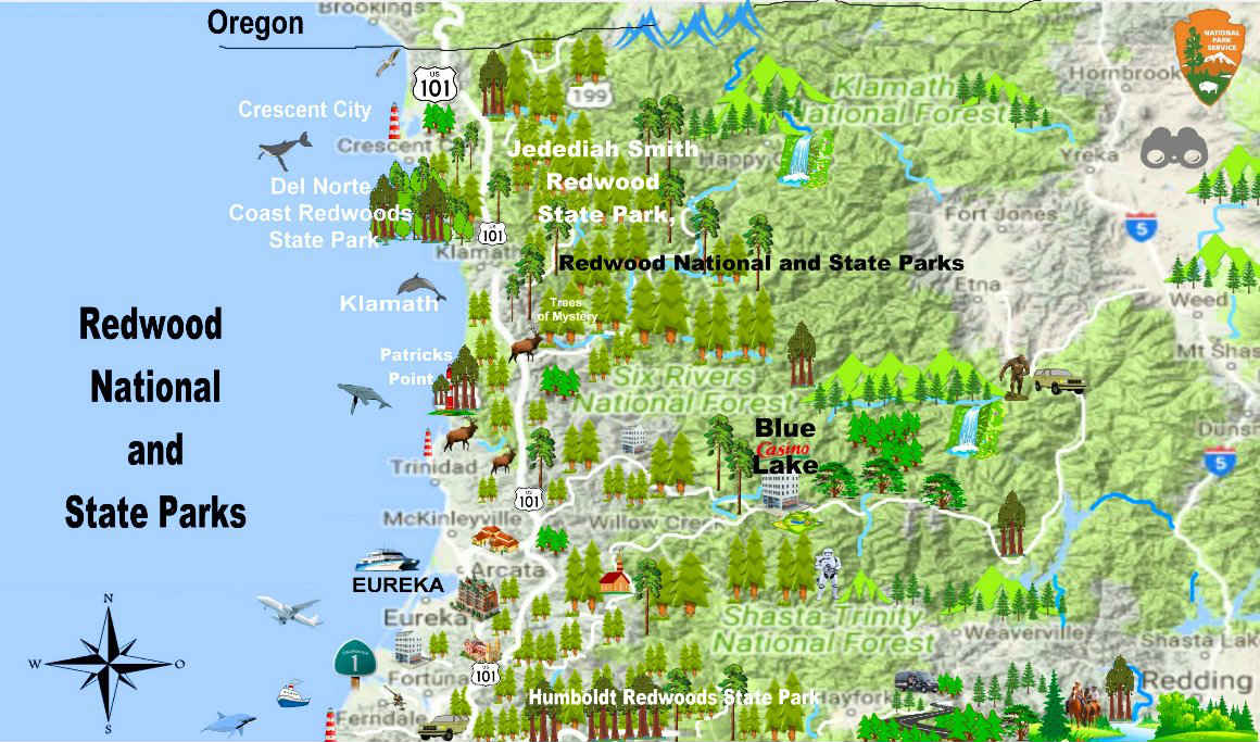 Redwood National Park Mapa State Parks